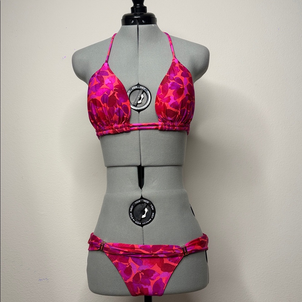 Vix Paula Hermanny Eva Bikini Set D Top XS Bottom Pink Red